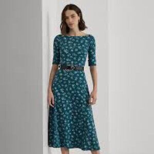$ 135 Lauren Ralph Lauren Women's Floral Stretch Cotton Midi Dress Size 2XL